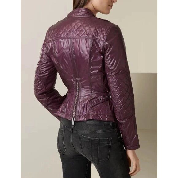 BURBERRY Asymmetrical Full Zip Motorcycle Jacket Size 8 EUC - Picture 3 of 9